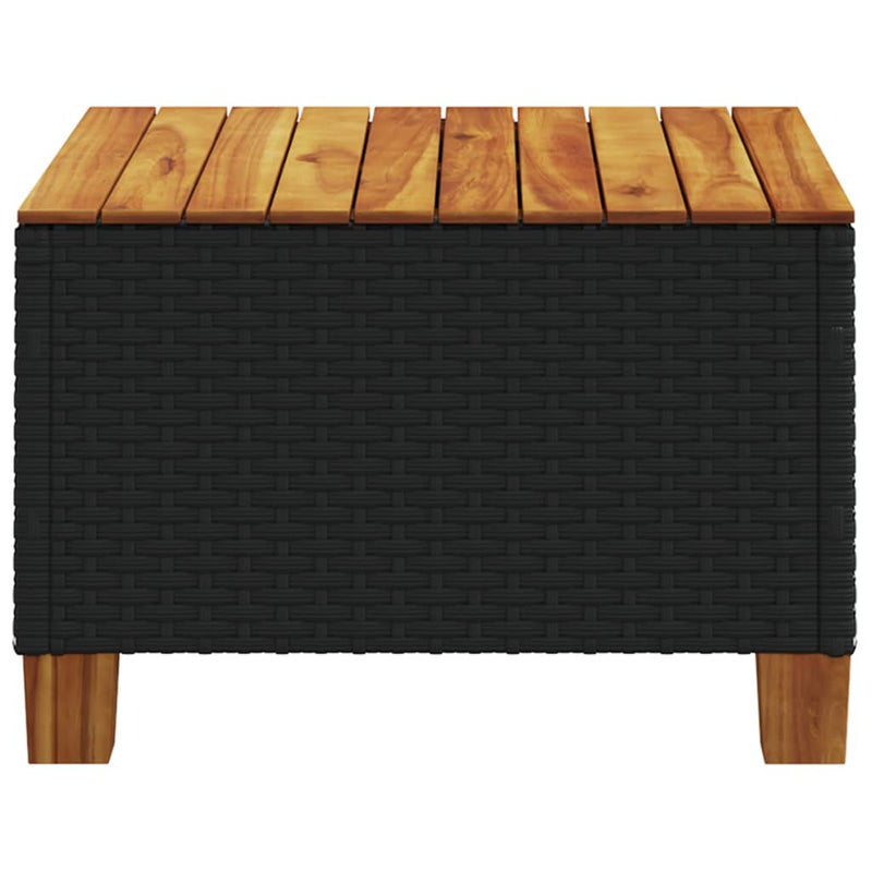 vidaXL fekete polyrattan és akácfa kerti asztal 55 x 55 x 36 cm