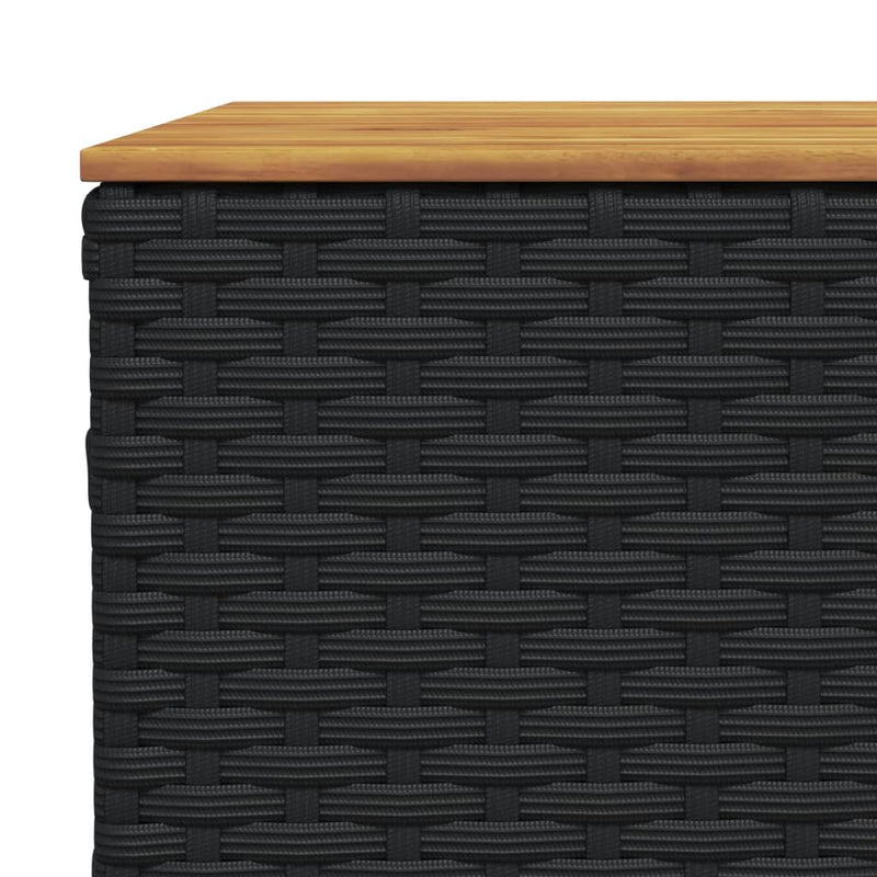 vidaXL fekete polyrattan és akácfa kerti asztal 55 x 55 x 36 cm