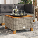 vidaXL szürke polyrattan és akácfa kerti asztal 55 x 55 x 36 cm