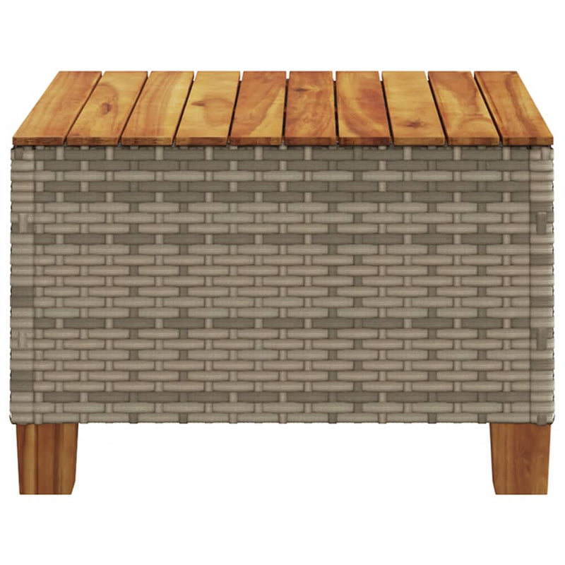 vidaXL szürke polyrattan és akácfa kerti asztal 55 x 55 x 36 cm