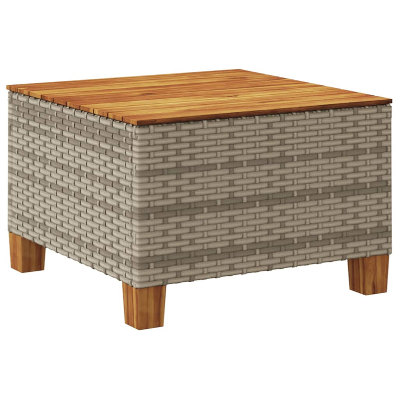 vidaXL szürke polyrattan és akácfa kerti asztal 55 x 55 x 36 cm