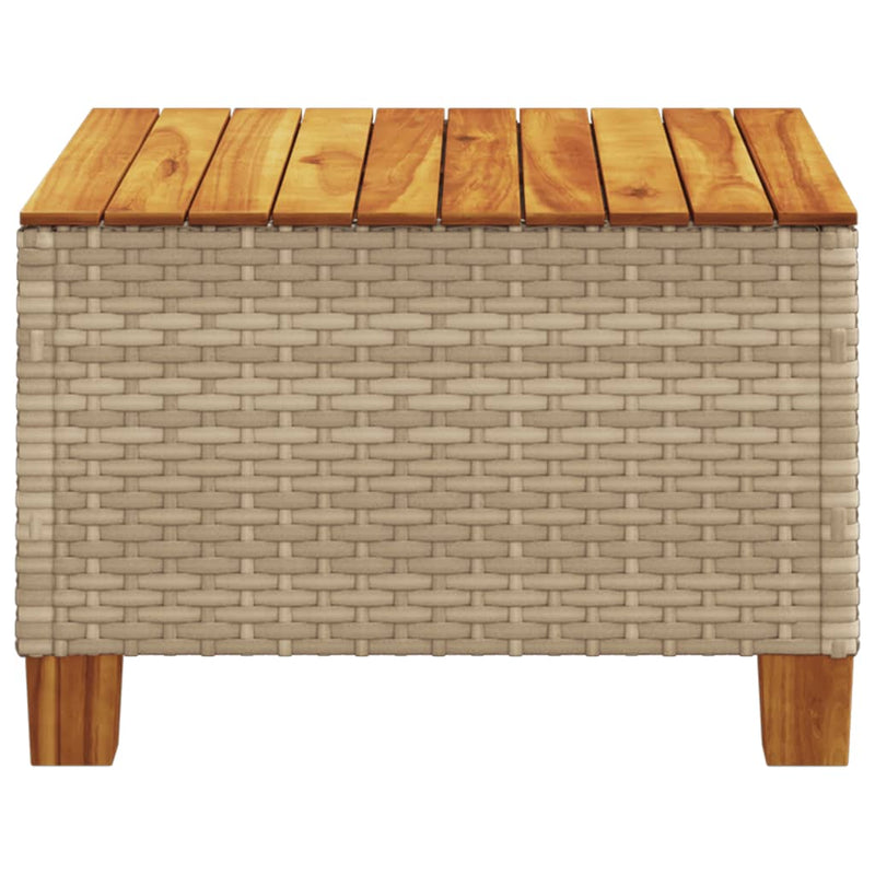 vidaXL bézs polyrattan és akácfa kerti asztal 55 x 55 x 36 cm