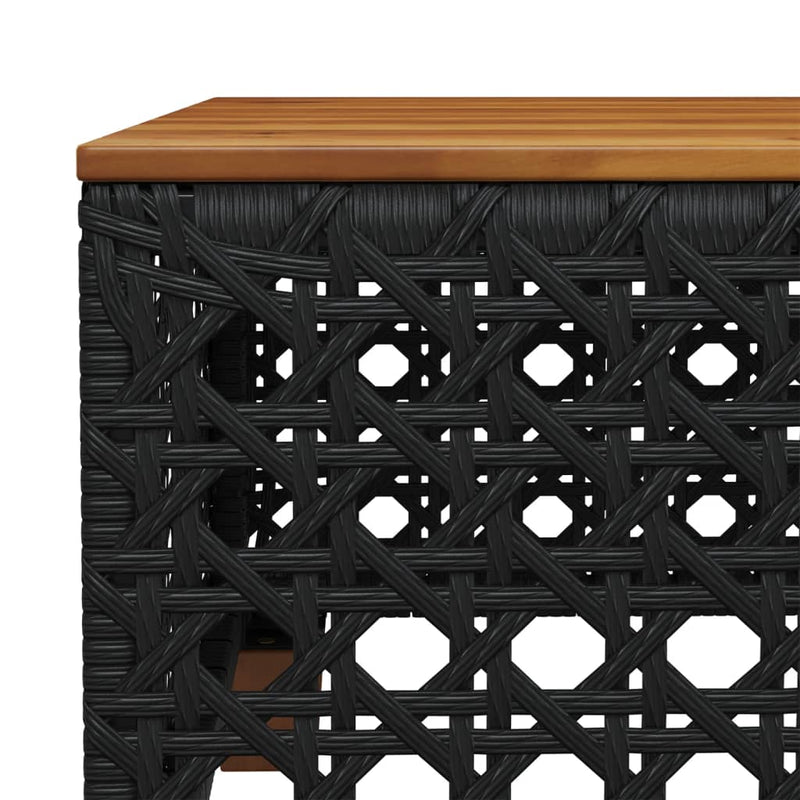 vidaXL fekete polyrattan és akácfa kerti asztal 55 x 55 x 36 cm