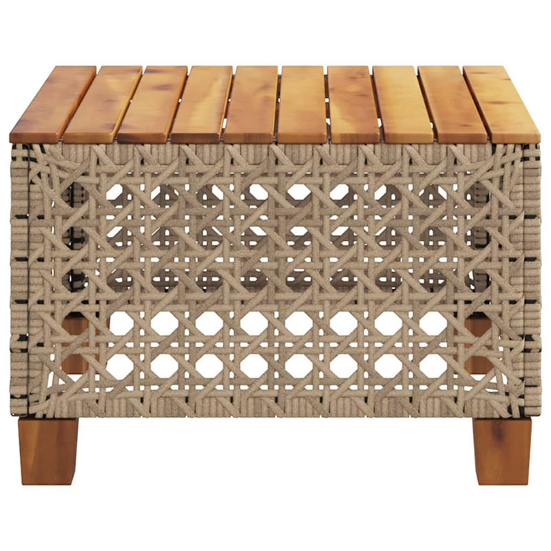 vidaXL bézs polyrattan és akácfa kerti asztal 55 x 55 x 36 cm