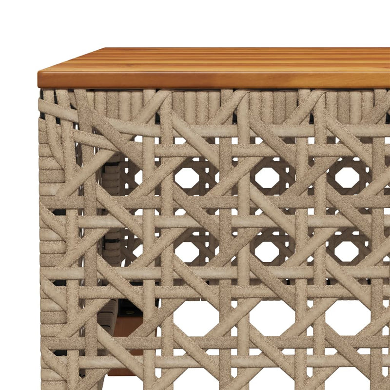 vidaXL bézs polyrattan és akácfa kerti asztal 55 x 55 x 36 cm