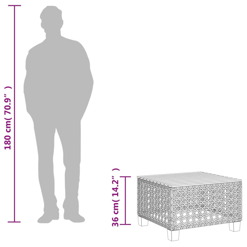 vidaXL bézs polyrattan és akácfa kerti asztal 55 x 55 x 36 cm