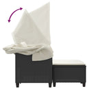 vidaXL 2 személyes fekete polyrattan kerti kanapé baldachinnal/székkel