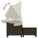 vidaXL 2 személyes barna polyrattan kerti kanapé baldachinnal/székkel