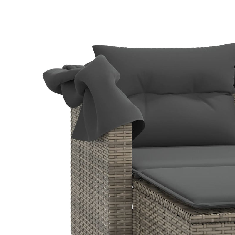 vidaXL 2 személyes szürke polyrattan kerti kanapé baldachinnal/székkel