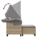 vidaXL 2 személyes bézs polyrattan kerti kanapé baldachinnal/székkel