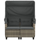 vidaXL 2 személyes szürke polyrattan kerti kanapé baldachinnal/székkel