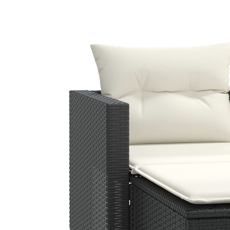 vidaXL 2 személyes fekete polyrattan kerti kanapé zsámollyal