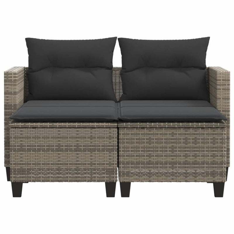vidaXL 2 személyes szürke polyrattan kerti kanapé zsámolyokkal