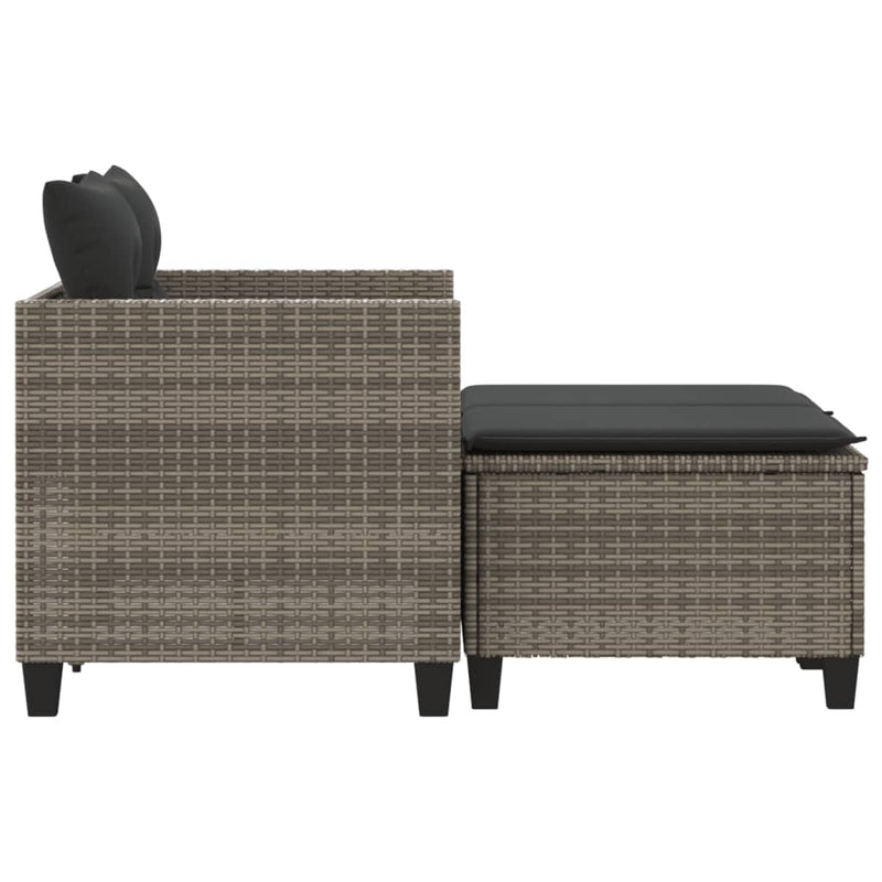 vidaXL 2 személyes szürke polyrattan kerti kanapé zsámolyokkal
