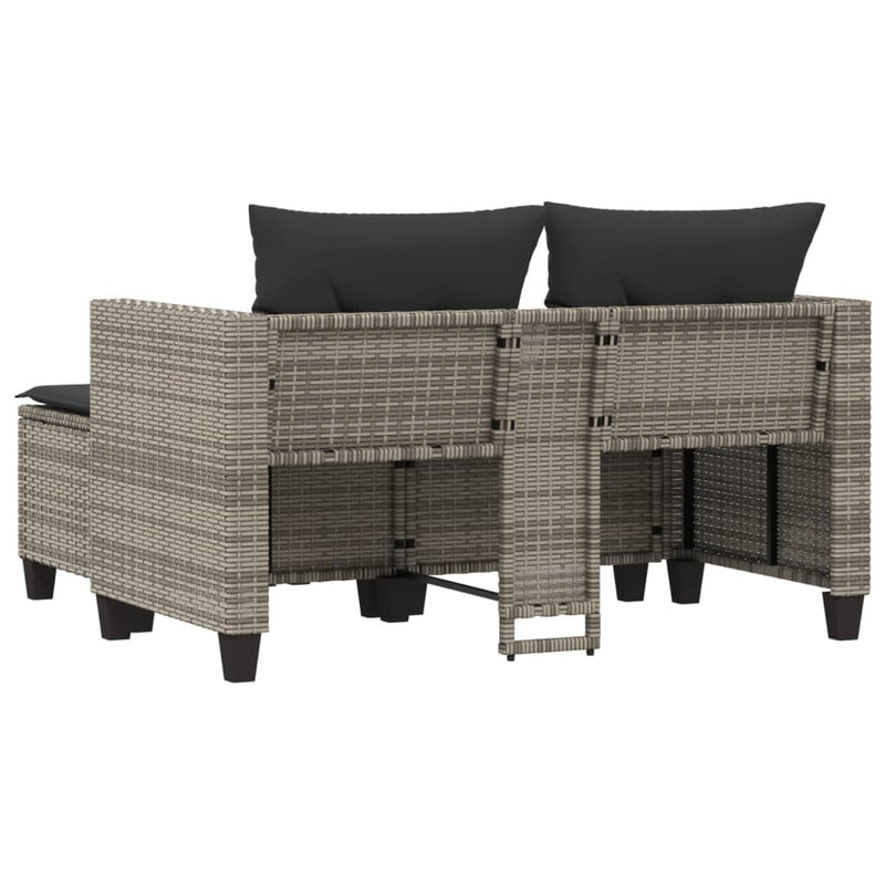vidaXL 2 személyes szürke polyrattan kerti kanapé zsámolyokkal