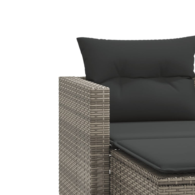 vidaXL 2 személyes szürke polyrattan kerti kanapé zsámolyokkal