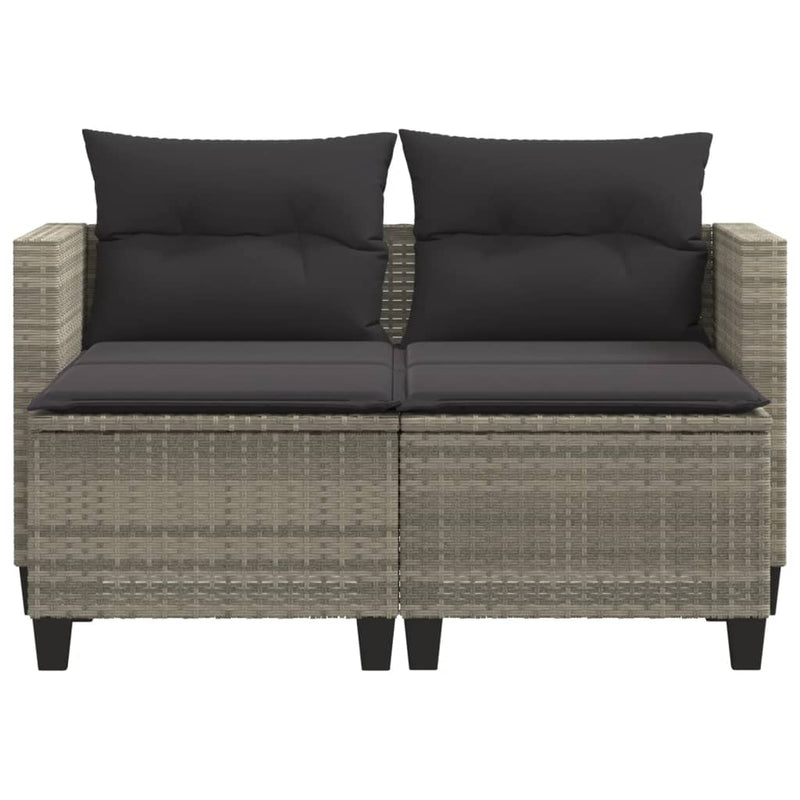 vidaXL 2 személyes világosszürke polyrattan kerti kanapé zsámolyokkal