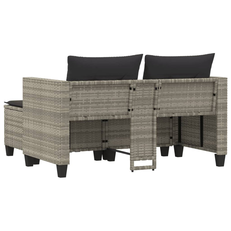 vidaXL 2 személyes világosszürke polyrattan kerti kanapé zsámolyokkal