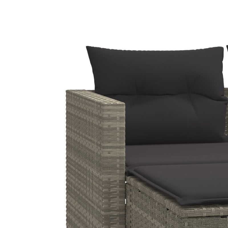 vidaXL 2 személyes világosszürke polyrattan kerti kanapé zsámolyokkal