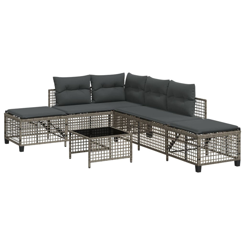 vidaXL 3 részes szürke polyrattan kerti sarokkanapészett párnákkal
