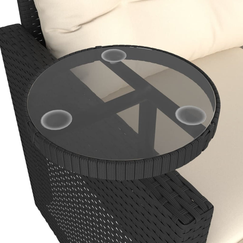 vidaXL 3 részes fekete polyrattan kerti ülőgarnitúra párnával