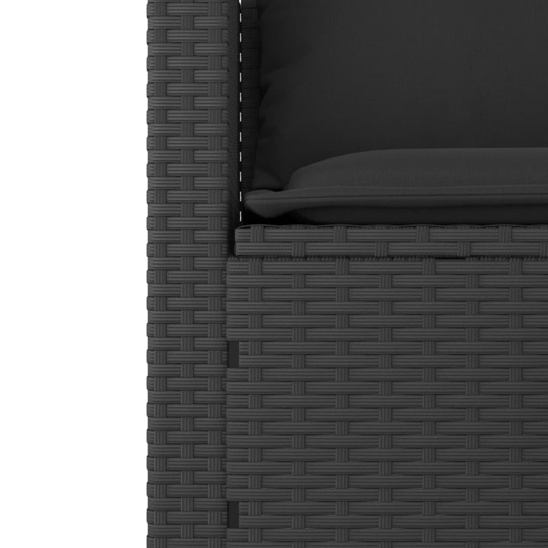 vidaXL 3 részes fekete polyrattan kerti ülőgarnitúra párnával