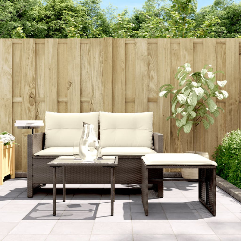 vidaXL 3 részes barna polyrattan kerti ülőgarnitúra párnával