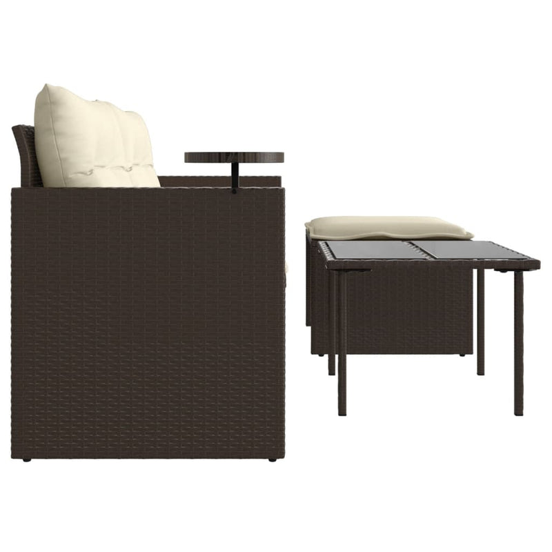 vidaXL 3 részes barna polyrattan kerti ülőgarnitúra párnával