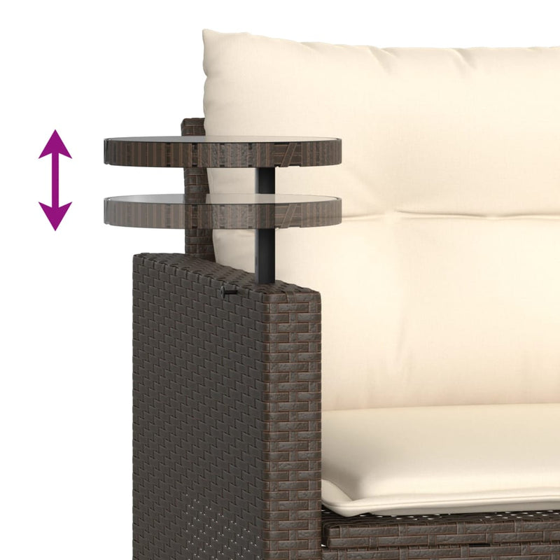 vidaXL 3 részes barna polyrattan kerti ülőgarnitúra párnával