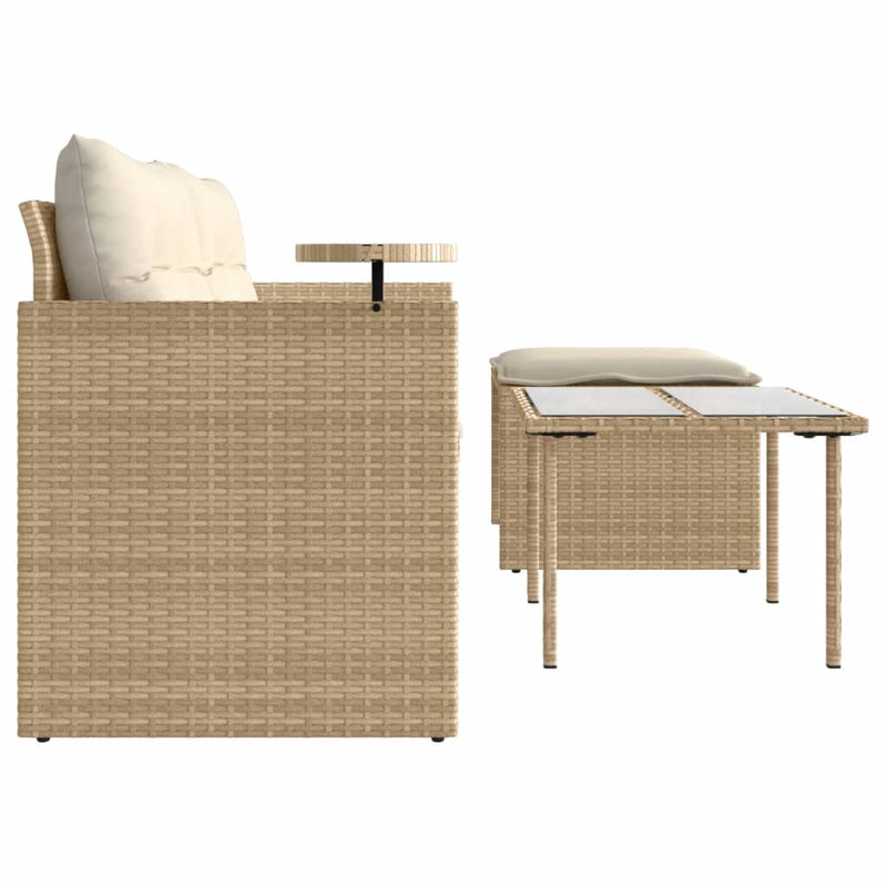 vidaXL 3 részes bézs polyrattan kerti ülőgarnitúra párnákkal