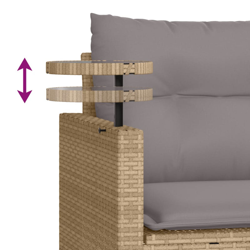 vidaXL 3 részes bézs polyrattan kerti ülőgarnitúra párnákkal