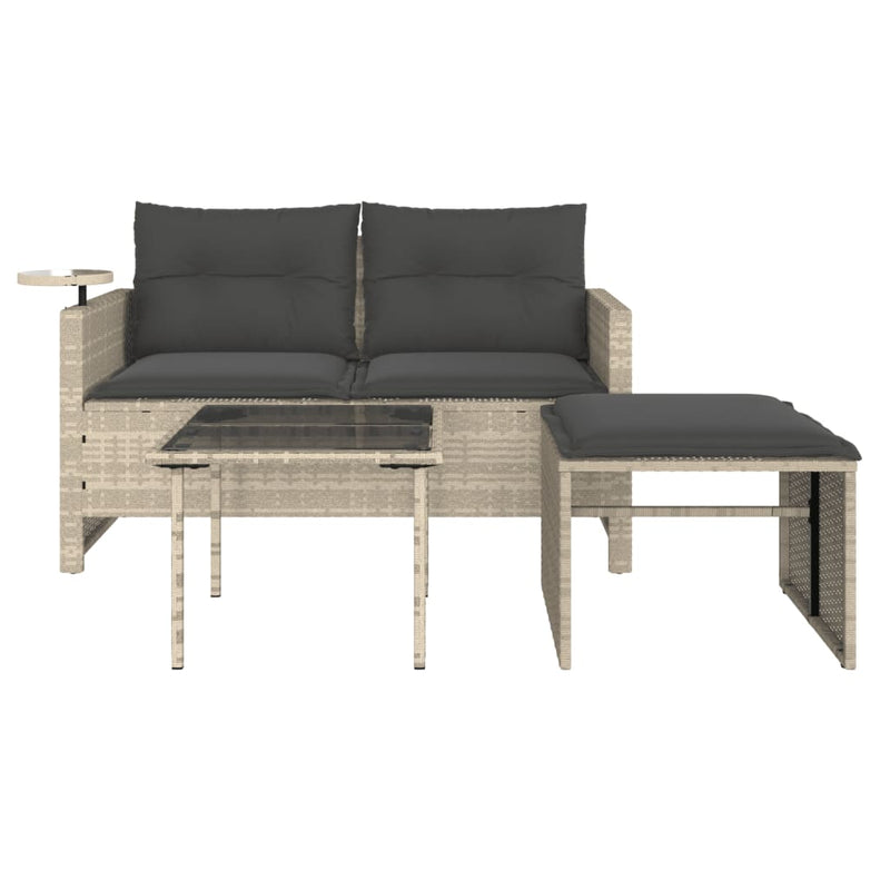 vidaXL 3 részes világosszürke polyrattan kerti ülőgarnitúra párnával