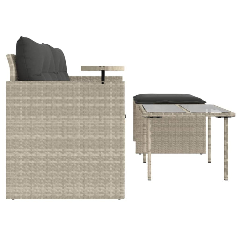 vidaXL 3 részes világosszürke polyrattan kerti ülőgarnitúra párnával