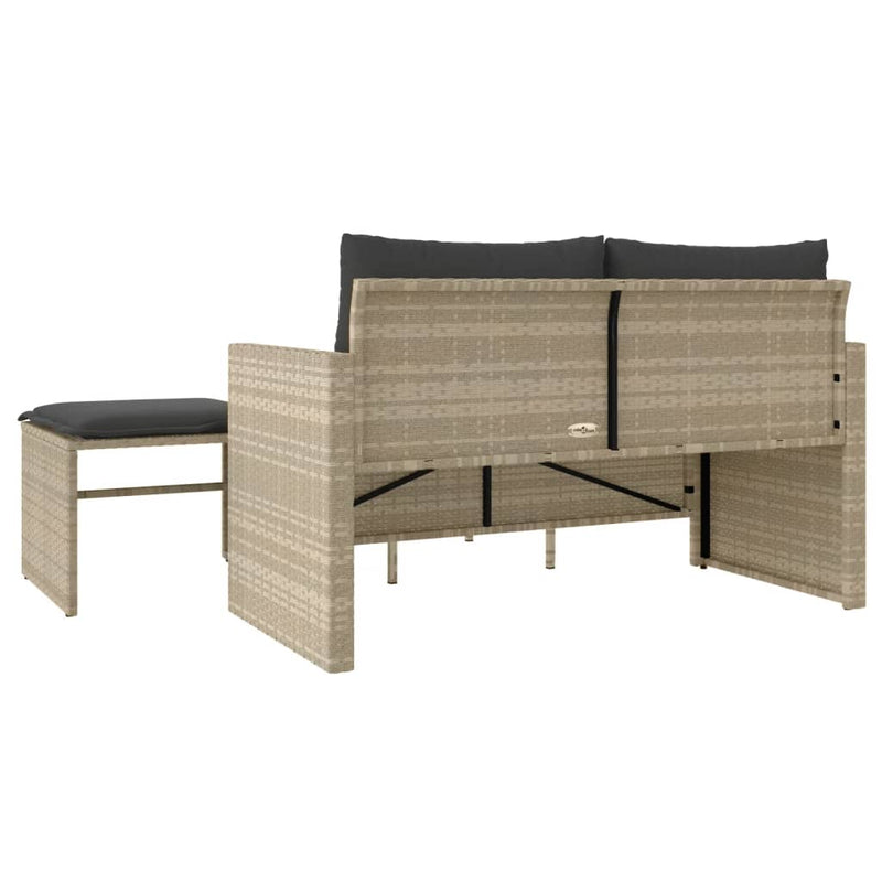 vidaXL 3 részes világosszürke polyrattan kerti ülőgarnitúra párnával