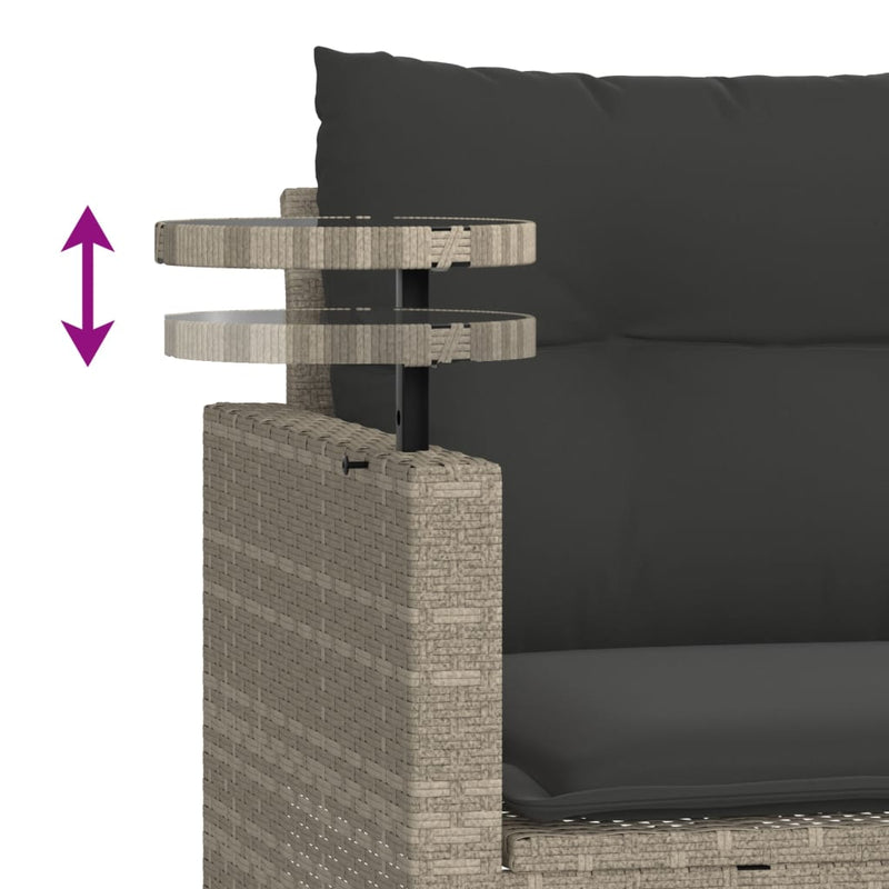 vidaXL 3 részes világosszürke polyrattan kerti ülőgarnitúra párnával