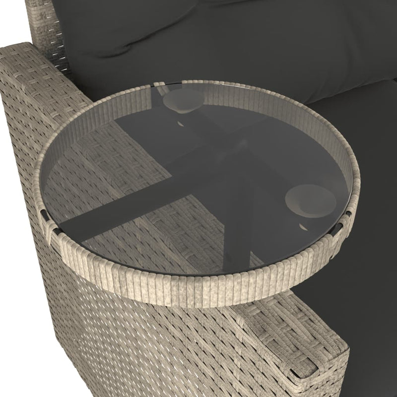 vidaXL 3 részes világosszürke polyrattan kerti ülőgarnitúra párnával