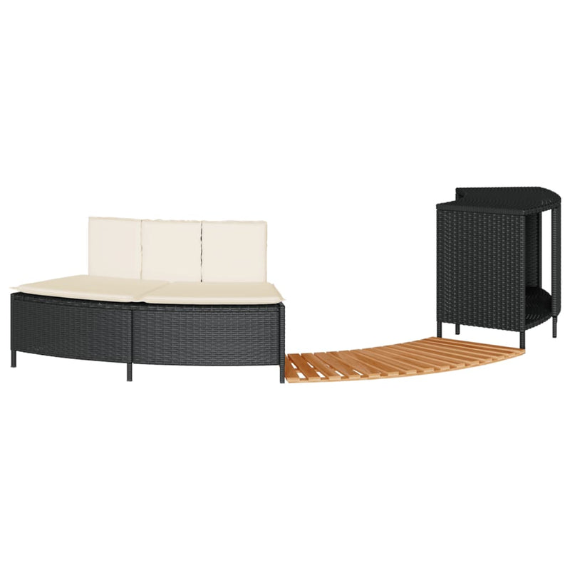 vidaXL fekete polyrattan és tömör akácfa jakuzzi-keret