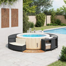vidaXL fekete polyrattan és tömör akácfa jakuzzi-keret