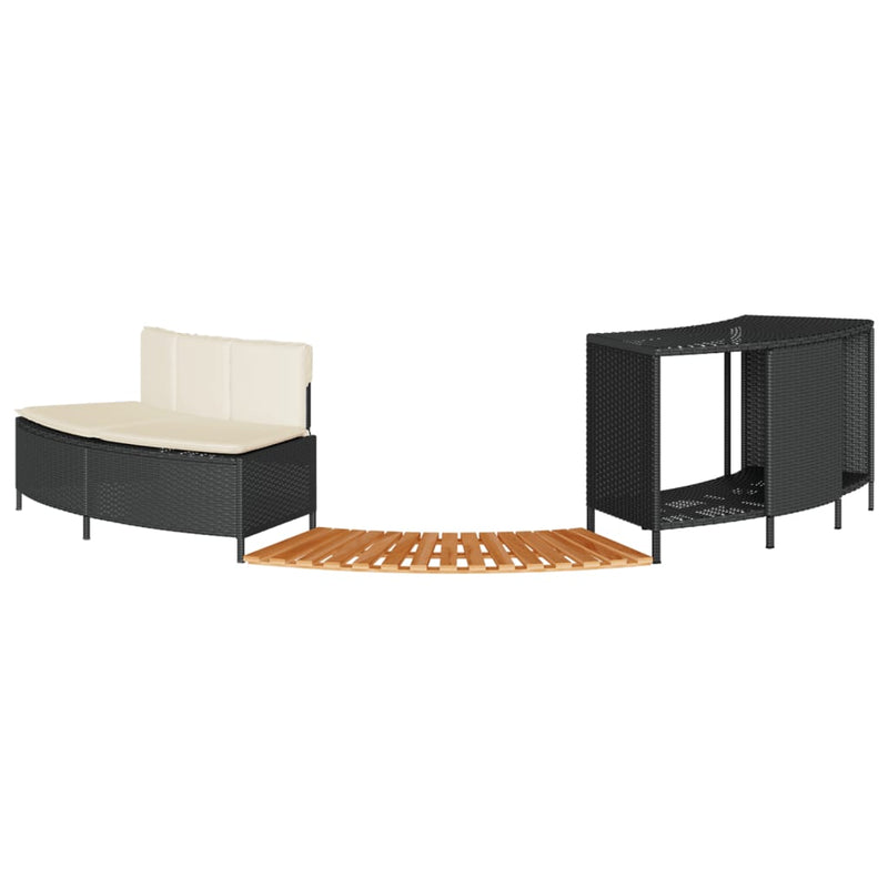 vidaXL fekete polyrattan és tömör akácfa jakuzzi-keret