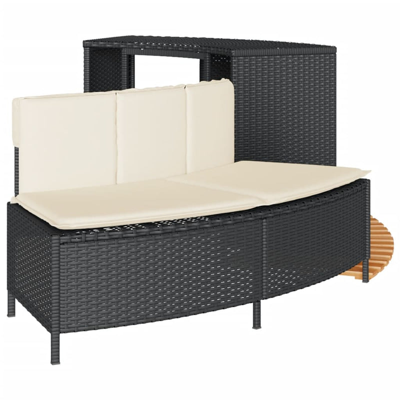 vidaXL fekete polyrattan és tömör akácfa jakuzzi-keret