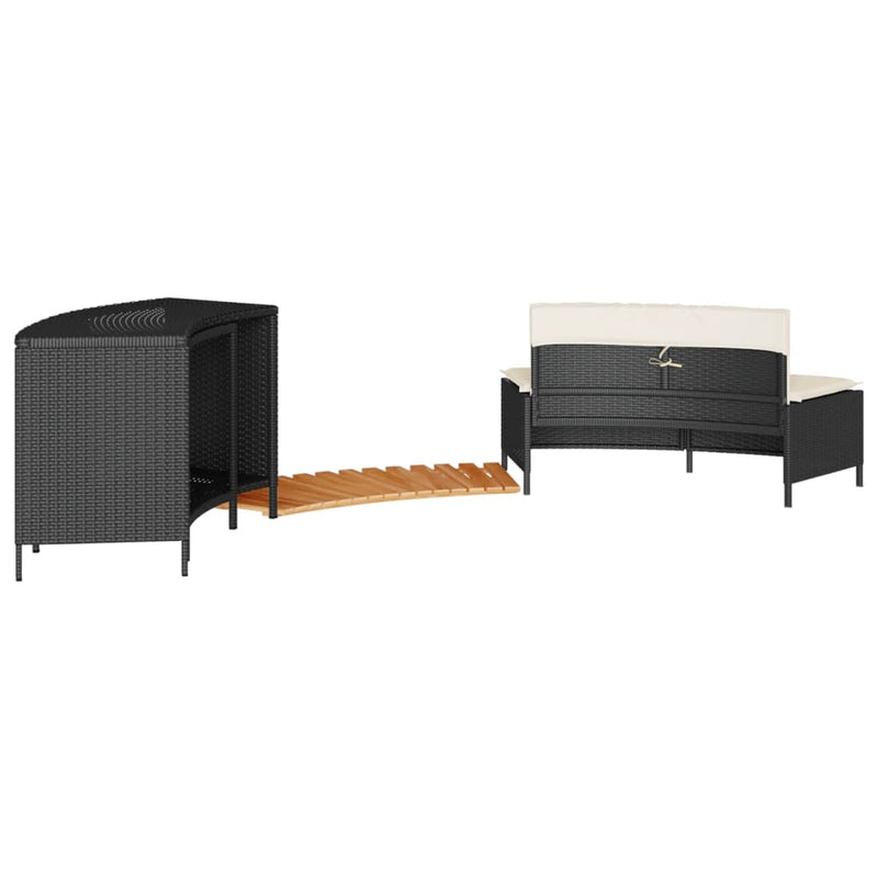 vidaXL fekete polyrattan és tömör akácfa jakuzzi-keret