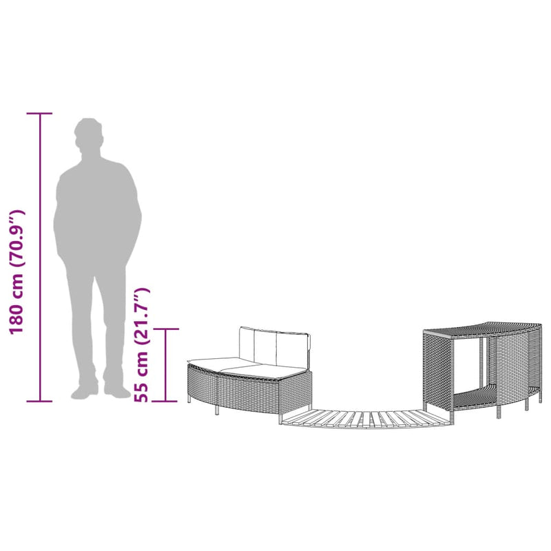 vidaXL fekete polyrattan és tömör akácfa jakuzzi-keret