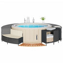 vidaXL fekete polyrattan és tömör akácfa jakuzzi-keret