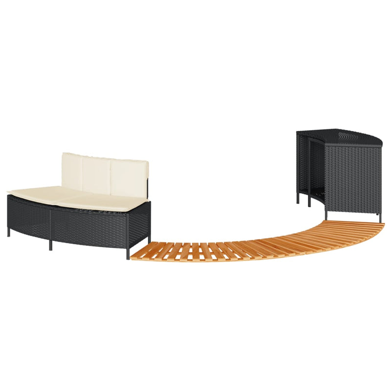 vidaXL fekete polyrattan és tömör akácfa jakuzzi-keret