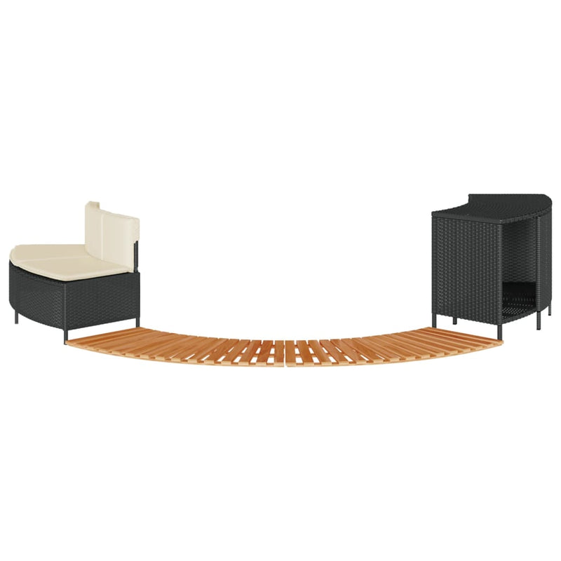 vidaXL fekete polyrattan és tömör akácfa jakuzzi-keret