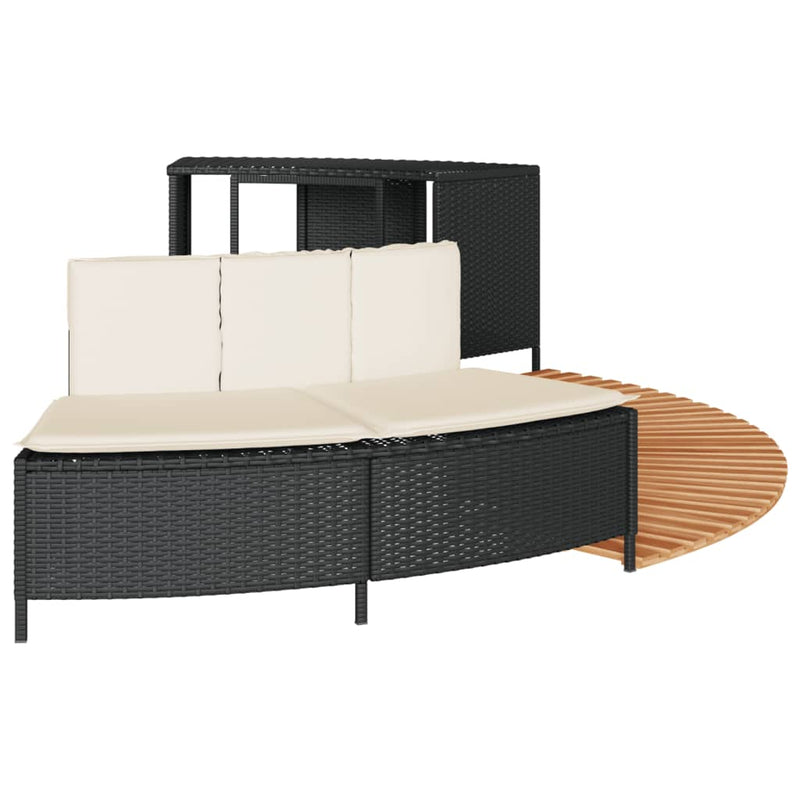 vidaXL fekete polyrattan és tömör akácfa jakuzzi-keret