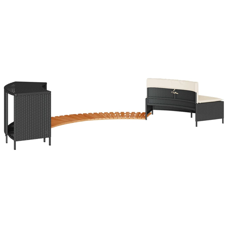 vidaXL fekete polyrattan és tömör akácfa jakuzzi-keret