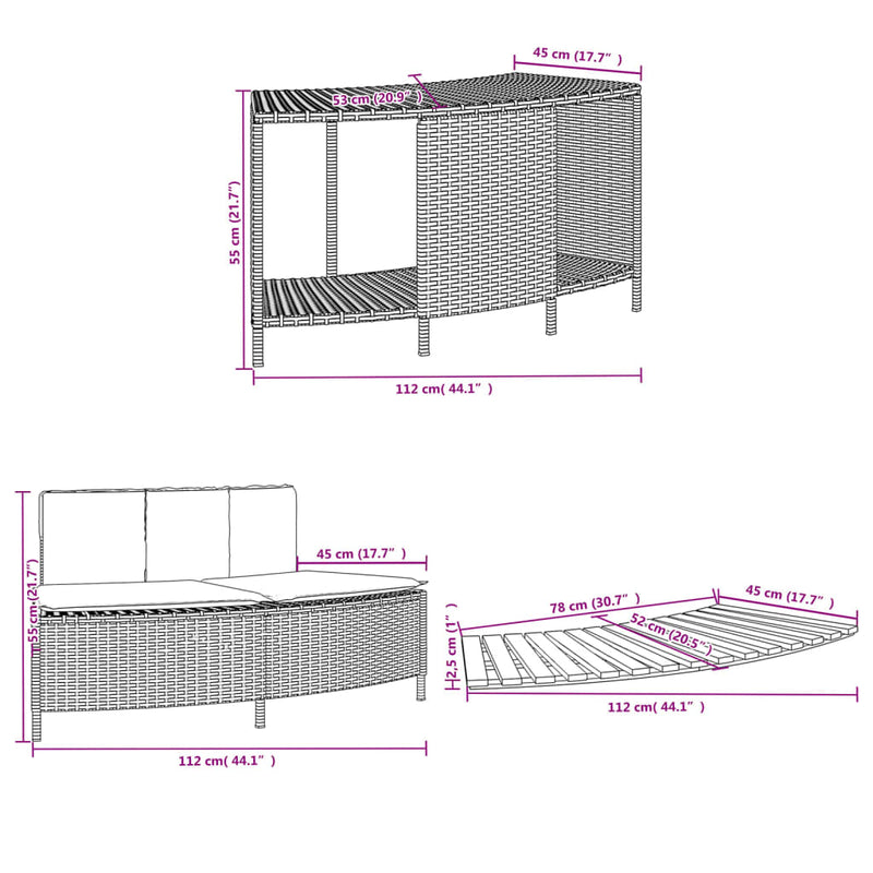 vidaXL fekete polyrattan és tömör akácfa jakuzzi-keret