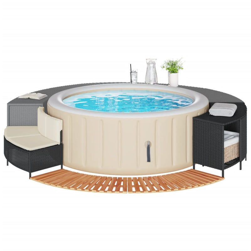 vidaXL fekete polyrattan és tömör akácfa jakuzzi-keret