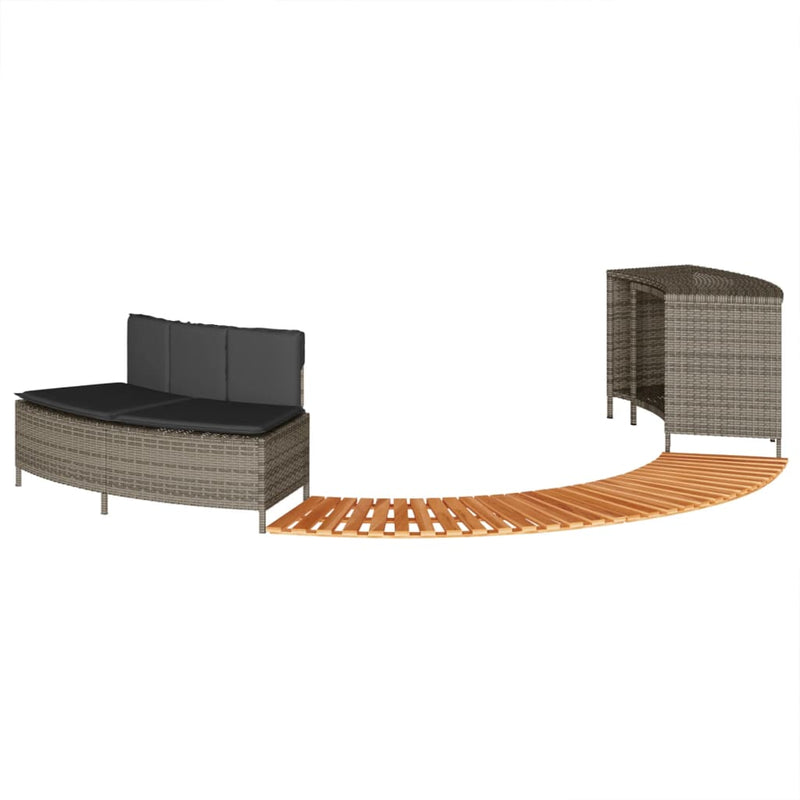 vidaXL szürke polyrattan és tömör akácfa jakuzzi-keret